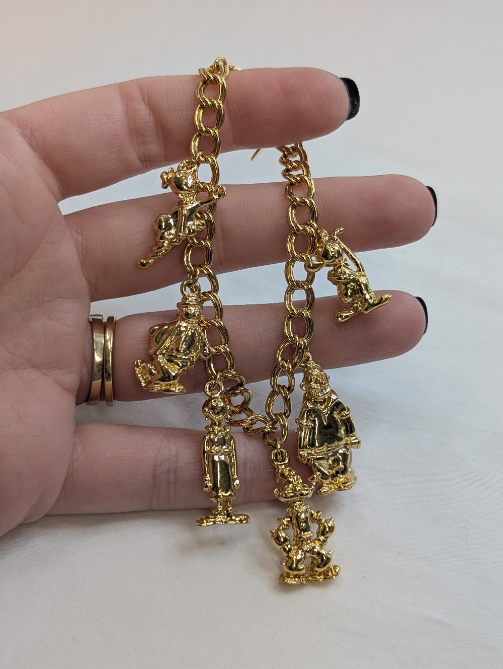 1990s Popeye Charm Bracelet - Vintage Gold Tone Jewelry - Picture 5 of 7